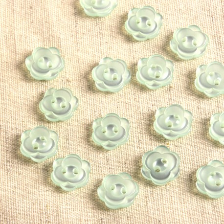 Knapp med 2 hål - Blomma - Mintgrön
