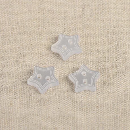 Knapp med 2 hål - Stjärna - Vit