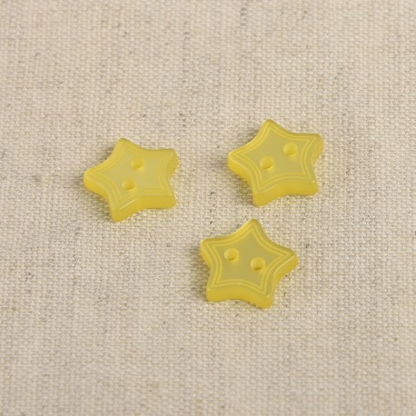 Knapp med 2 hål - Stjärna - Gul