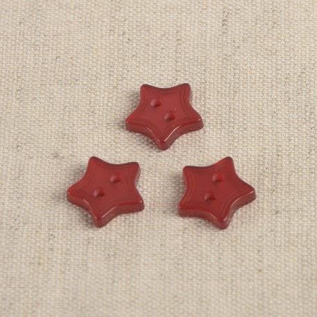 Knapp med 2 hål - Stjärna - Röd