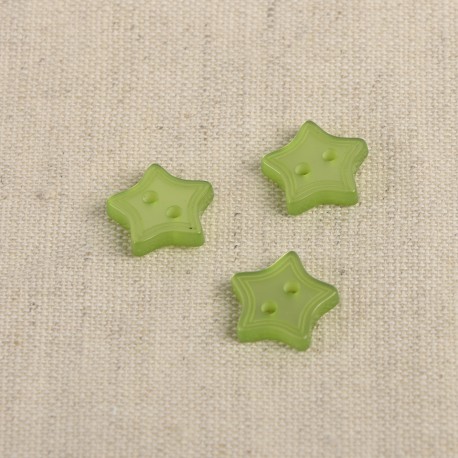 Knapp med 2 hål - Stjärna - Grön