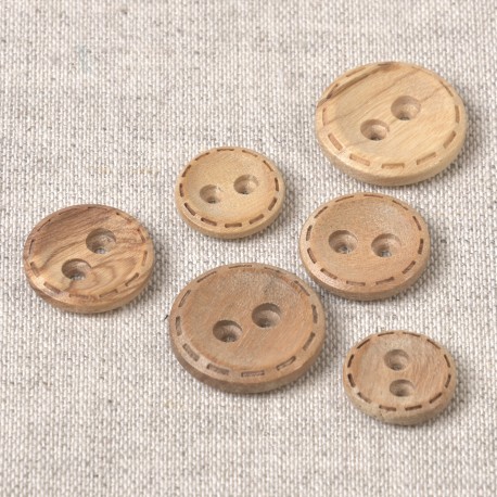 Träknapp med dekorkant - 2 hål