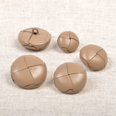 Läderknapp med hals - Beige