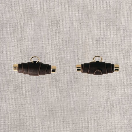 Duffelknapp Läderimitation Mörkbrun