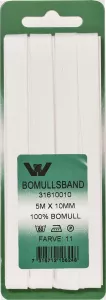 Bomullsband 10 mm 5m Vit
