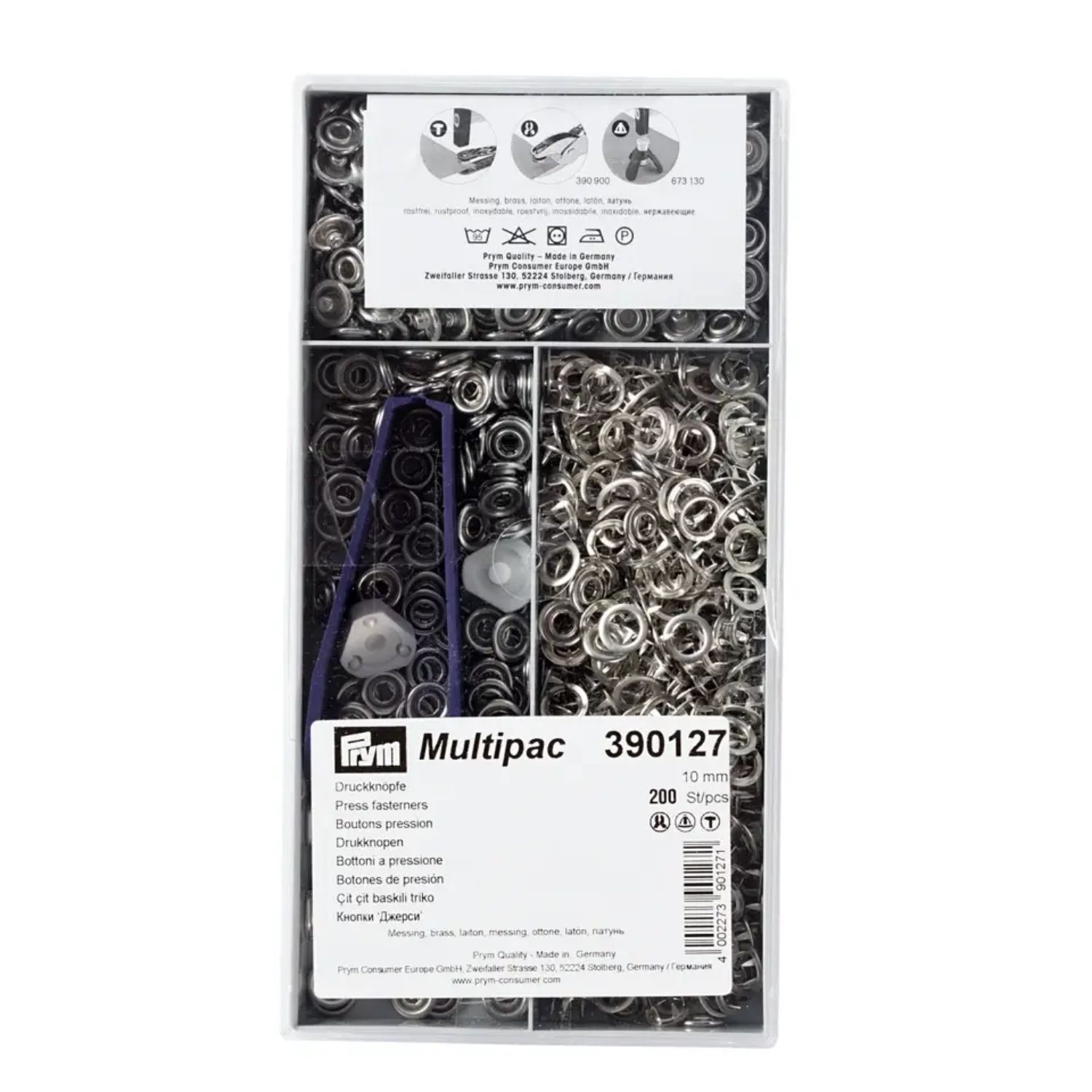 Storpack 200st Tryckknappar Jersey 10mm Silver