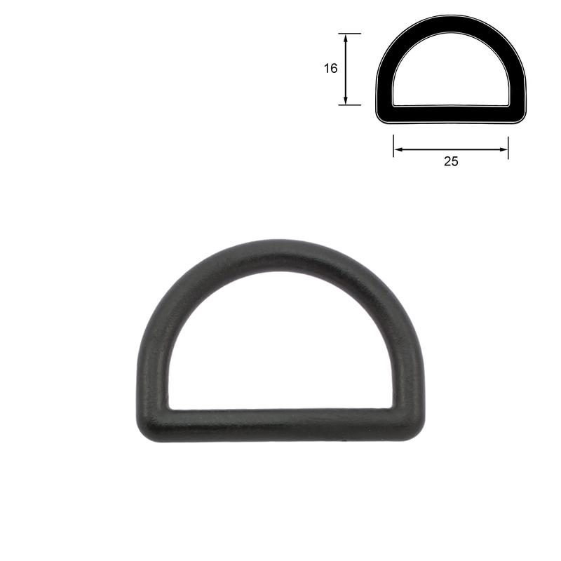 D-ring plast - Svart 25 mm