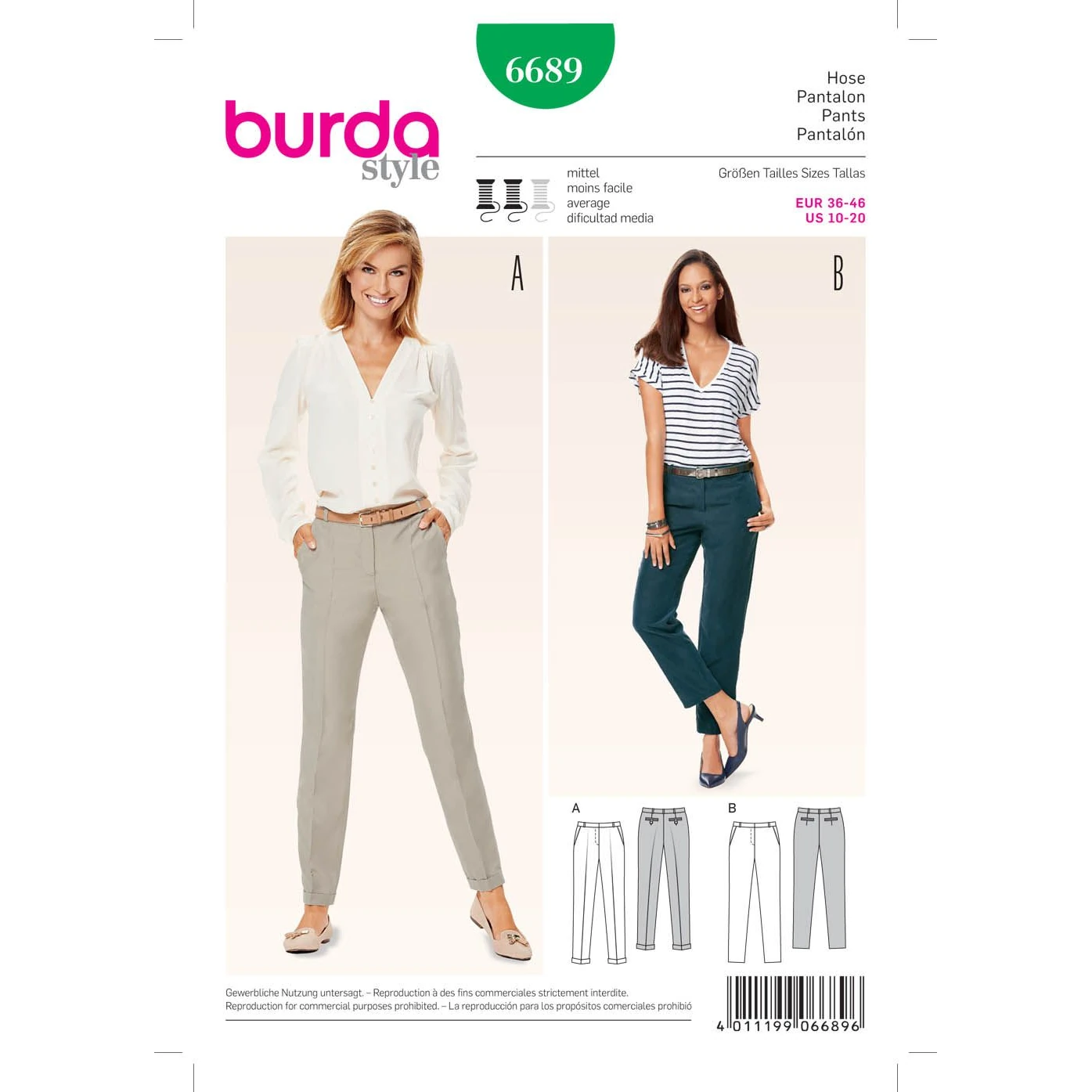 Burda 6689 byxa dam, stl 36-46
