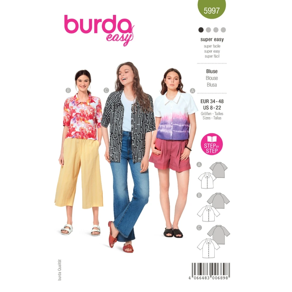 Burda 5997 blus dam, stl 34-48