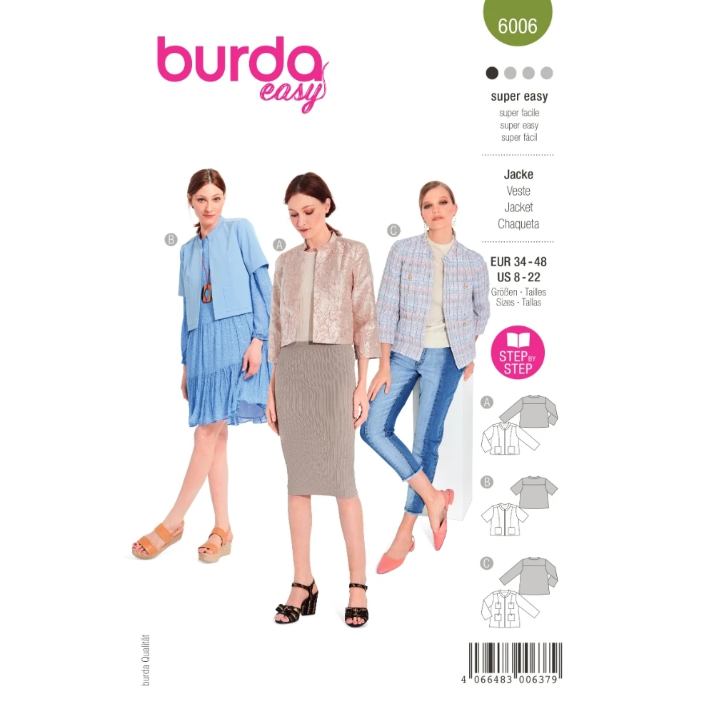 Burda 6006 jacka dam, stl 34-48