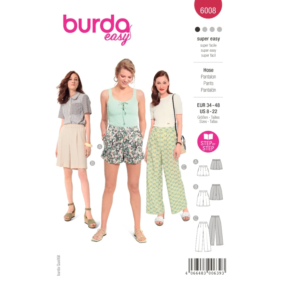 Burda 6008 byxor dam, stl 34-48