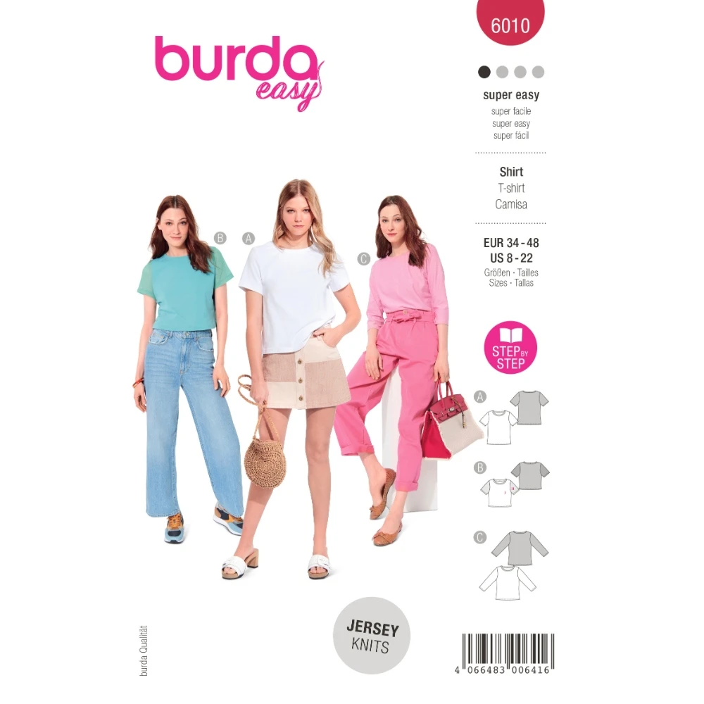 Burda 6010 topp dam, stl 34-48