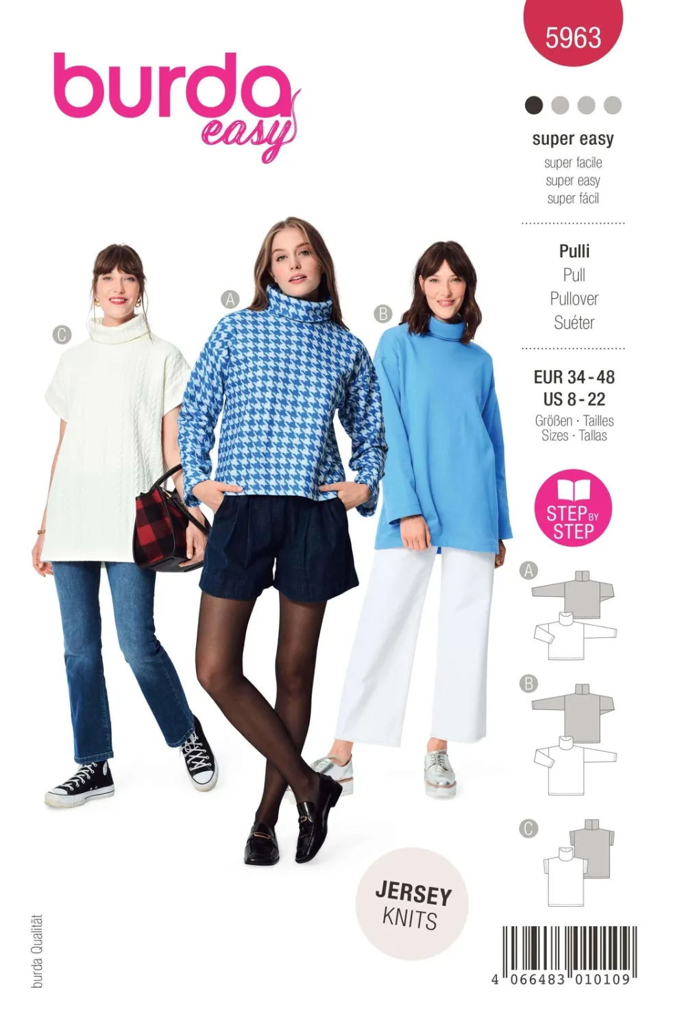 Burda 5963 toppar dam, stl 34-48