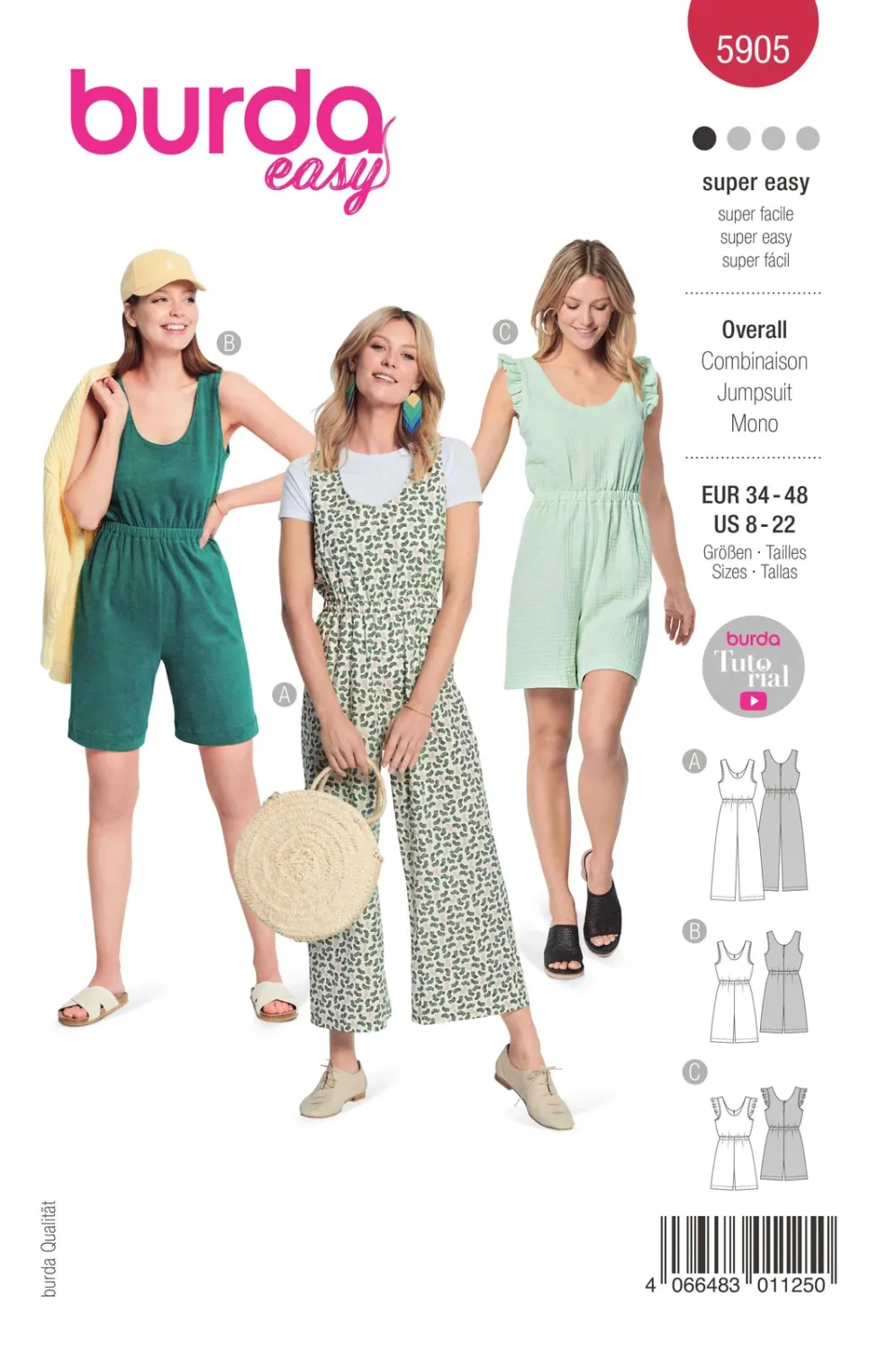 Burda 5905 jumpsuit dam, stl 34-48
