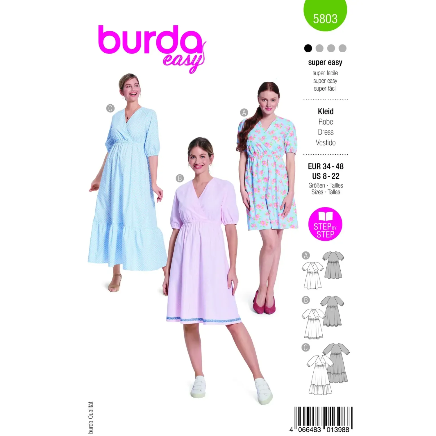 Burda 5803 - Kort klänning dam (34-48)