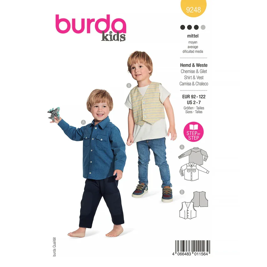 Burda 9248 - Skjorta och väst barn (92-122)