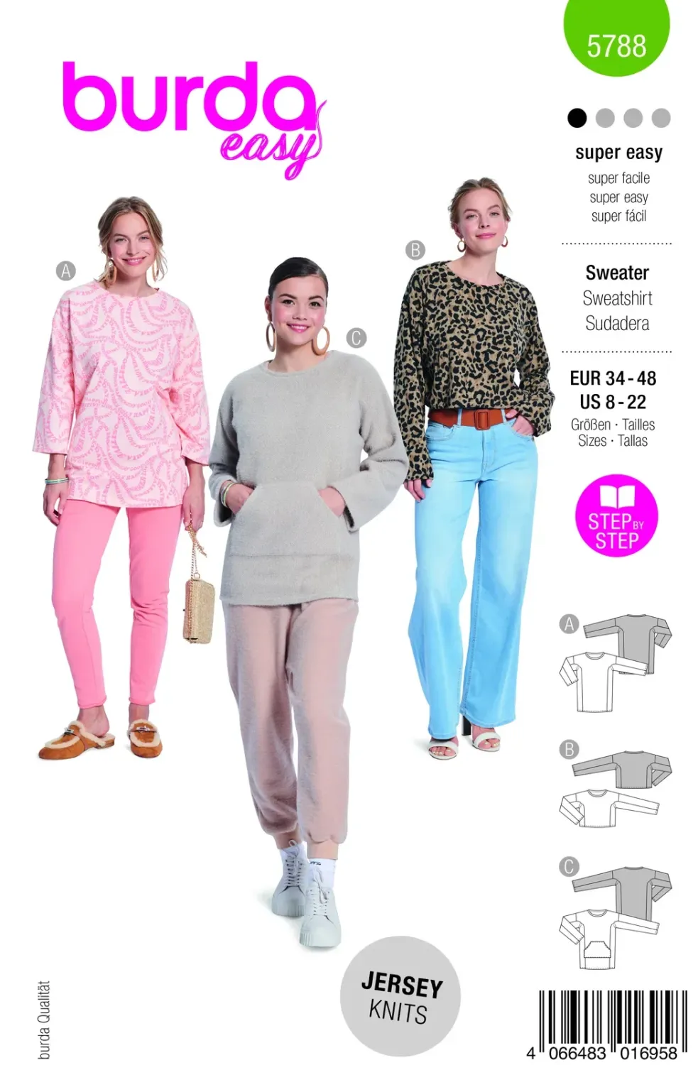 Burda 5788 - Topp i trikå dam (34-48)