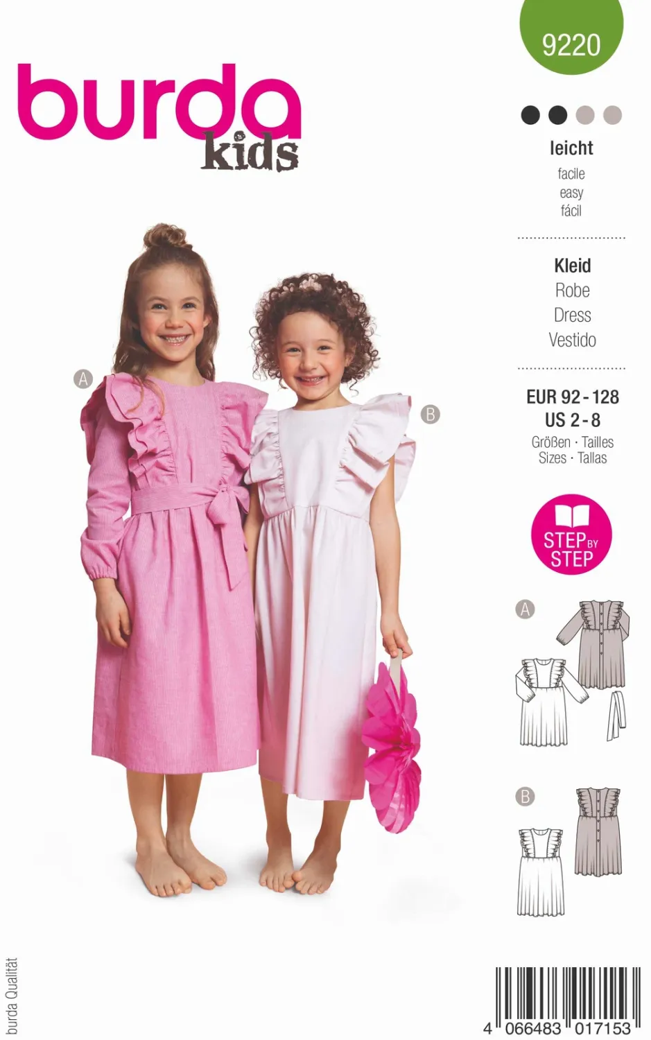 Burda 9220 - Klänning med rosett i midjan barn (92-128)