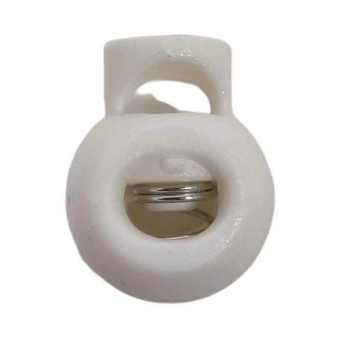 Snörstopp enkel 5 mm i plast - vit