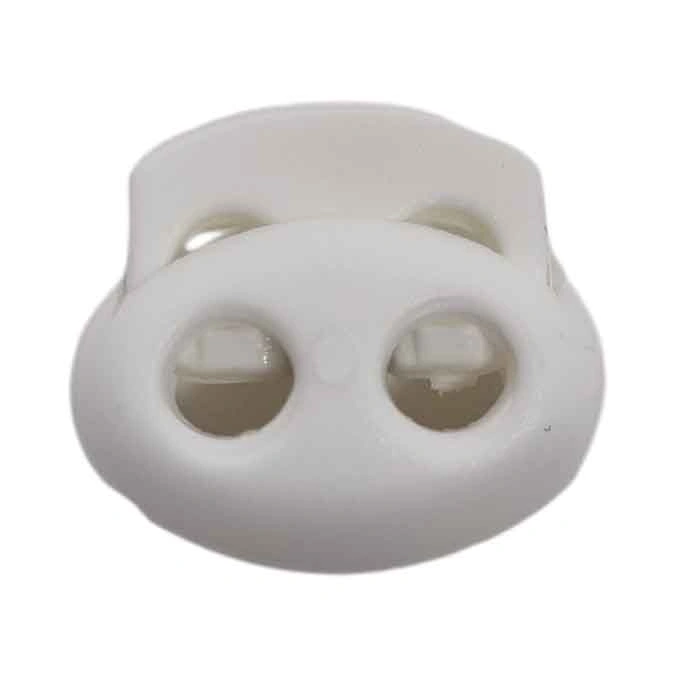 Snörstopp dubbel 4 mm i plast - vit
