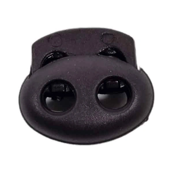 Snörstopp dubbel 4 mm i plast - svart