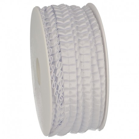 Plisserat satinband 10 mm Vit