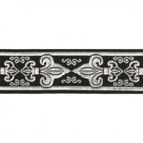 Jacquardband franska liljor - Svart/silver