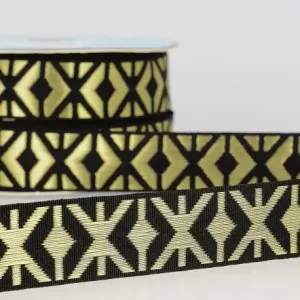 2m Jacquardband - Svart/guld