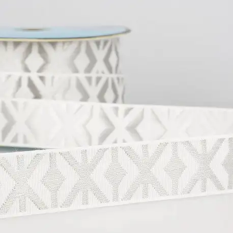 Jacquardband - Vit/silver