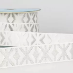 2m Jacquardband - Vit/silver