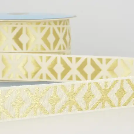 Jacquardband - Naturvit/guld