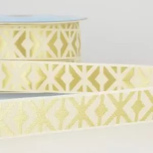 2m Jacquardband - Naturvit/guld