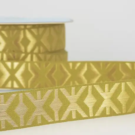 Jacquardband - Khaki/guld