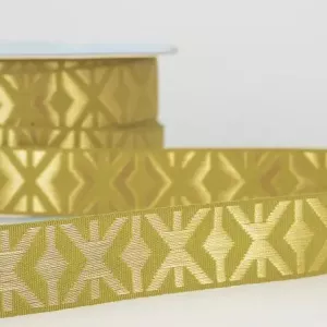 2m Jacquardband - Khaki/guld