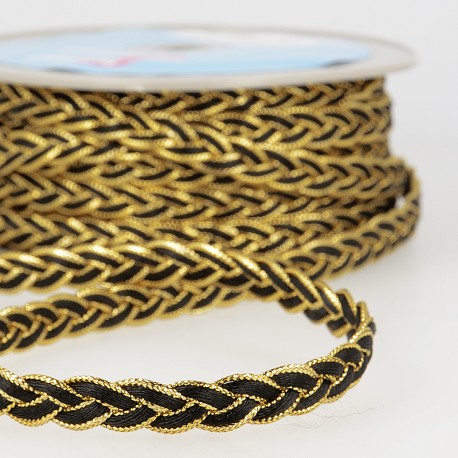 Flätat band 12mm - Svart/Guld