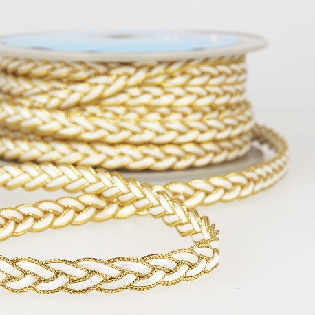 Flätat band 12mm - Guld/Natur