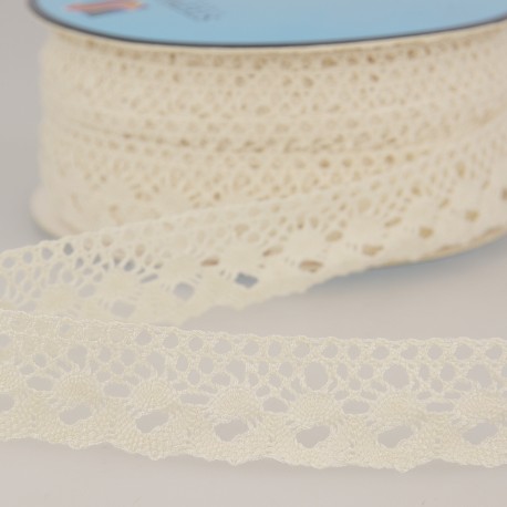 Spetsband i polyester 25 mm, naturvit