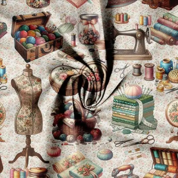 Canvastyg vintage symotiv, digitaltryck multicolor