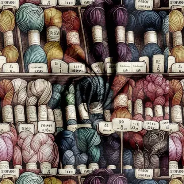 Canvastyg garnmotiv, digitaltryck multicolor