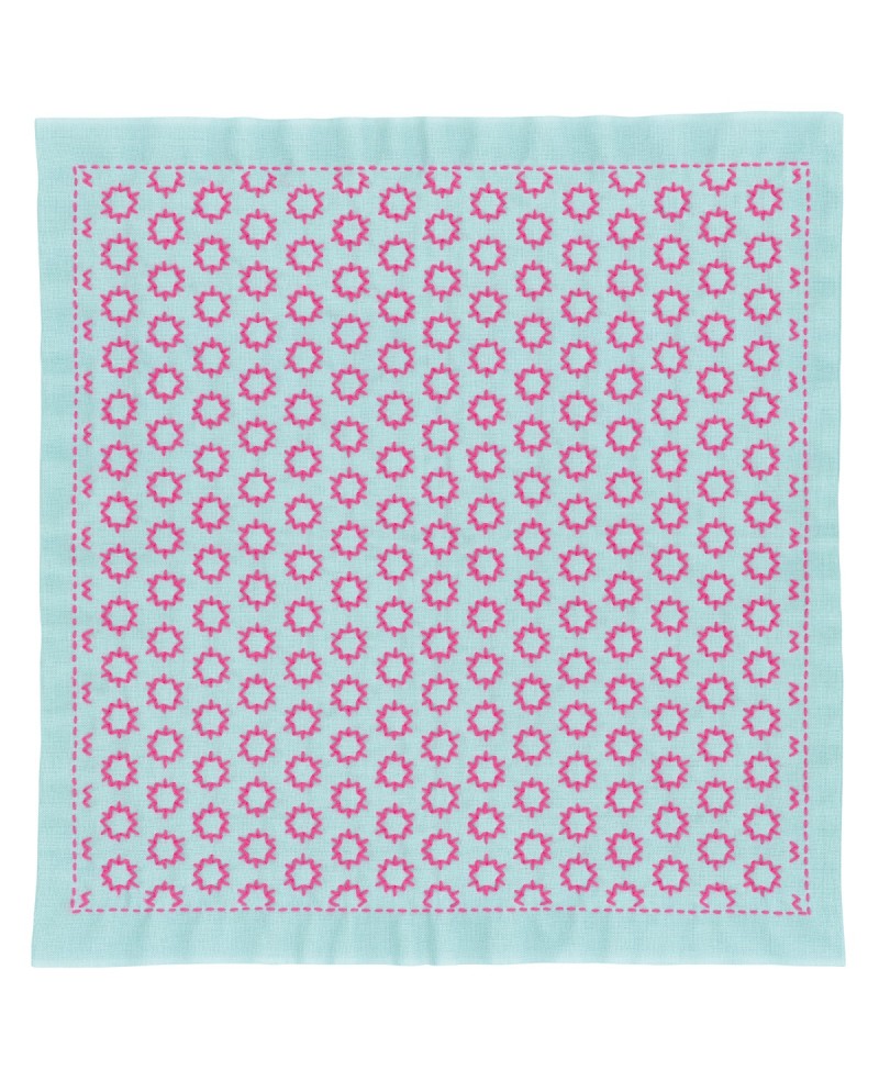 Olympus Hitomezashi sashiko-kit – Kompeitô rosa på ljusblått