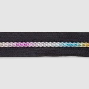 Spiralblixtlås metervara 5 mm - Svart/regnbåge