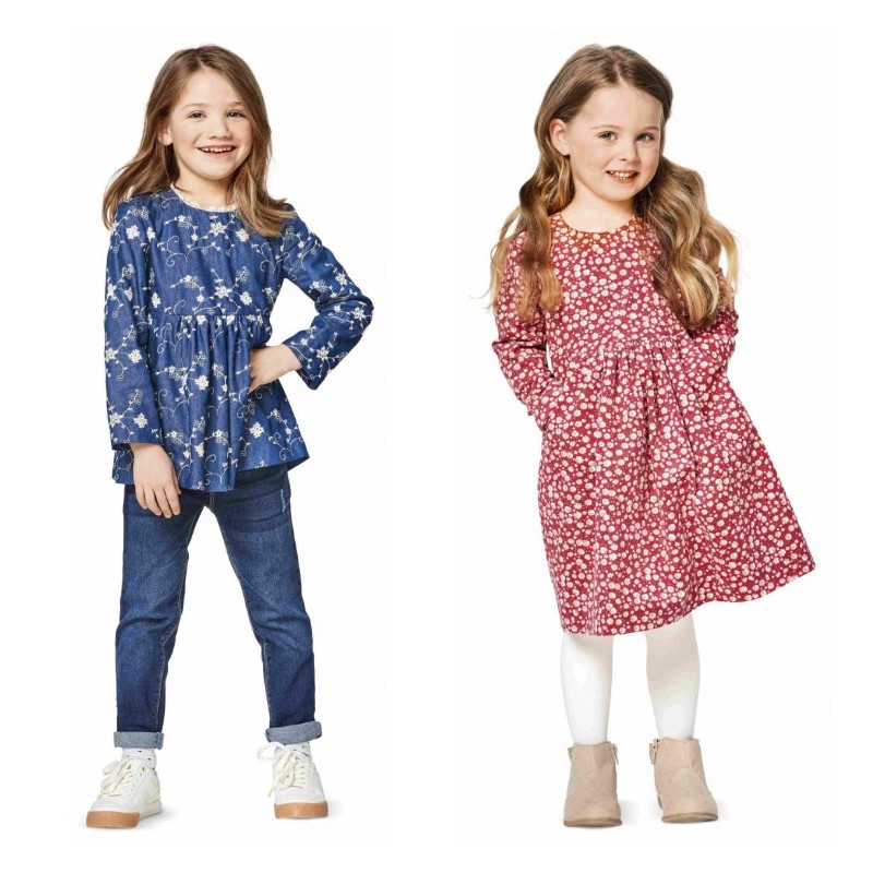 Burda 9350 klänning och blus barn, stl 92-122