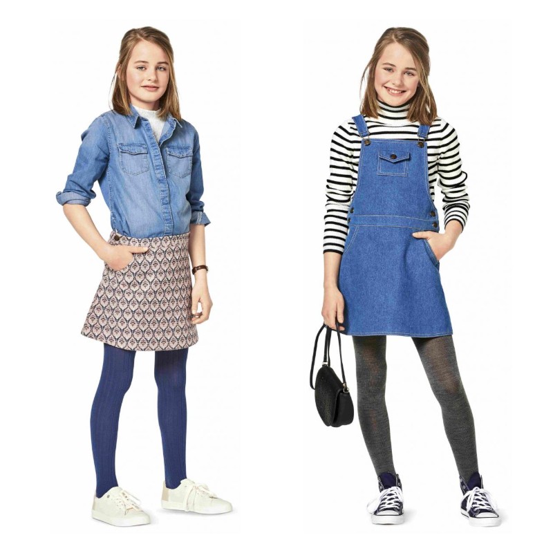 Burda 9356 kjol och klänning barn, stl 116-158