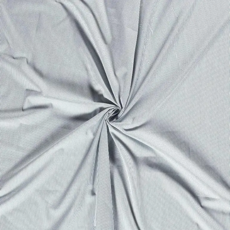 Smalrandigt bomullstyg Grön och vit