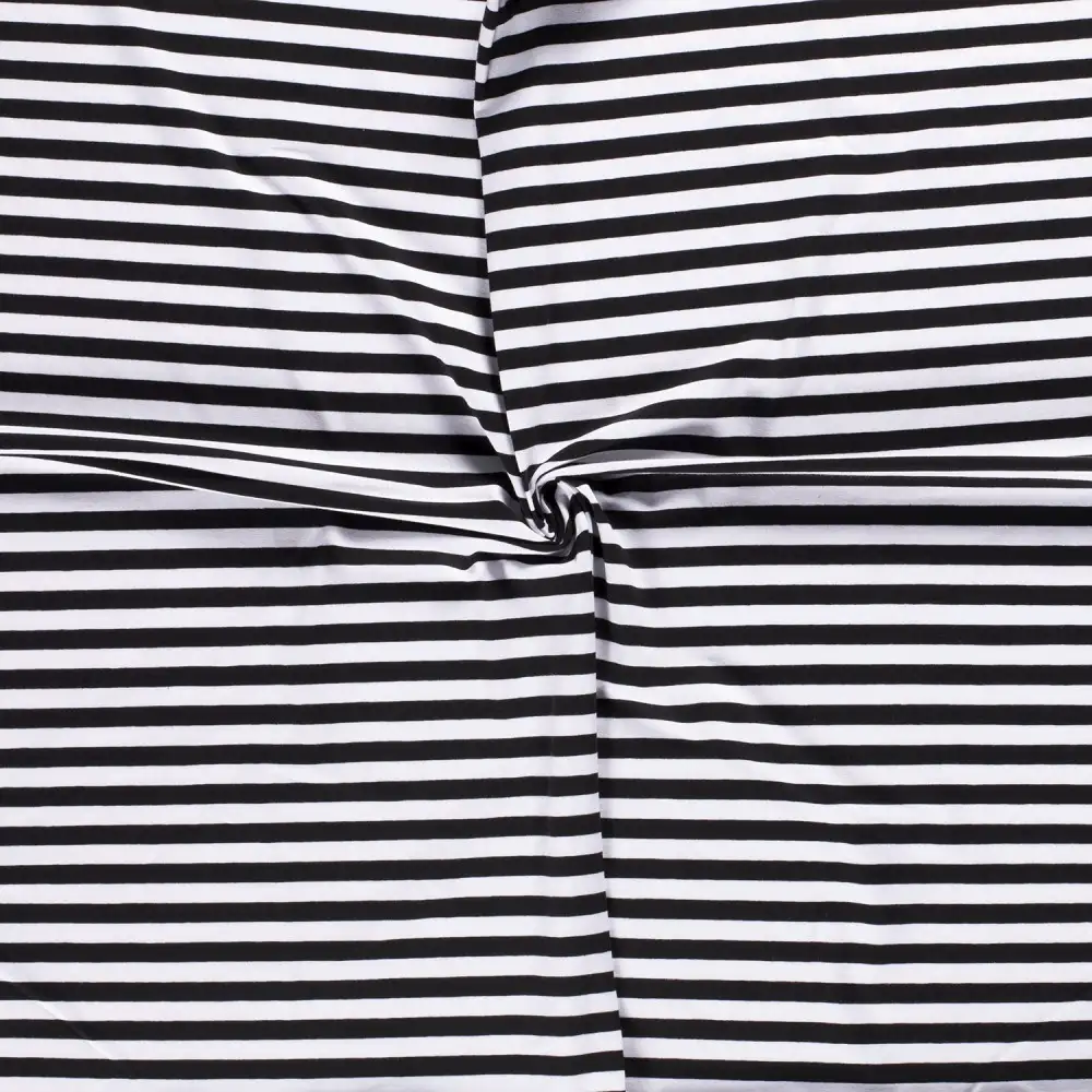 Randig bomullstrikå Svart och vit