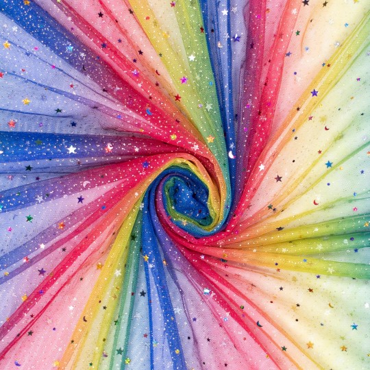 Regnbågstyll med glitter