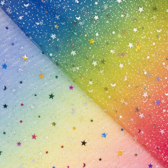 Regnbågstyll med glitter