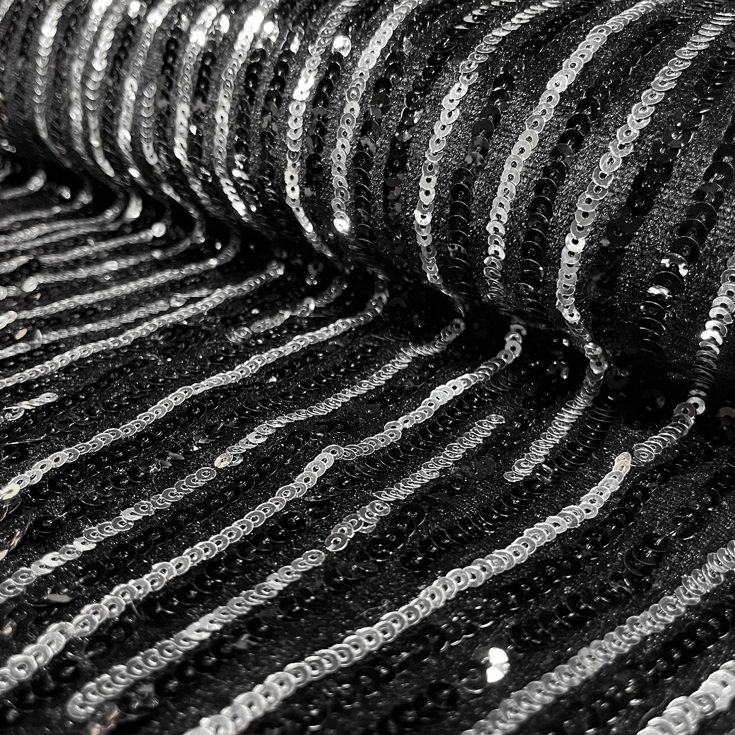 Paljettränder Silver Svart Sammetsbotten