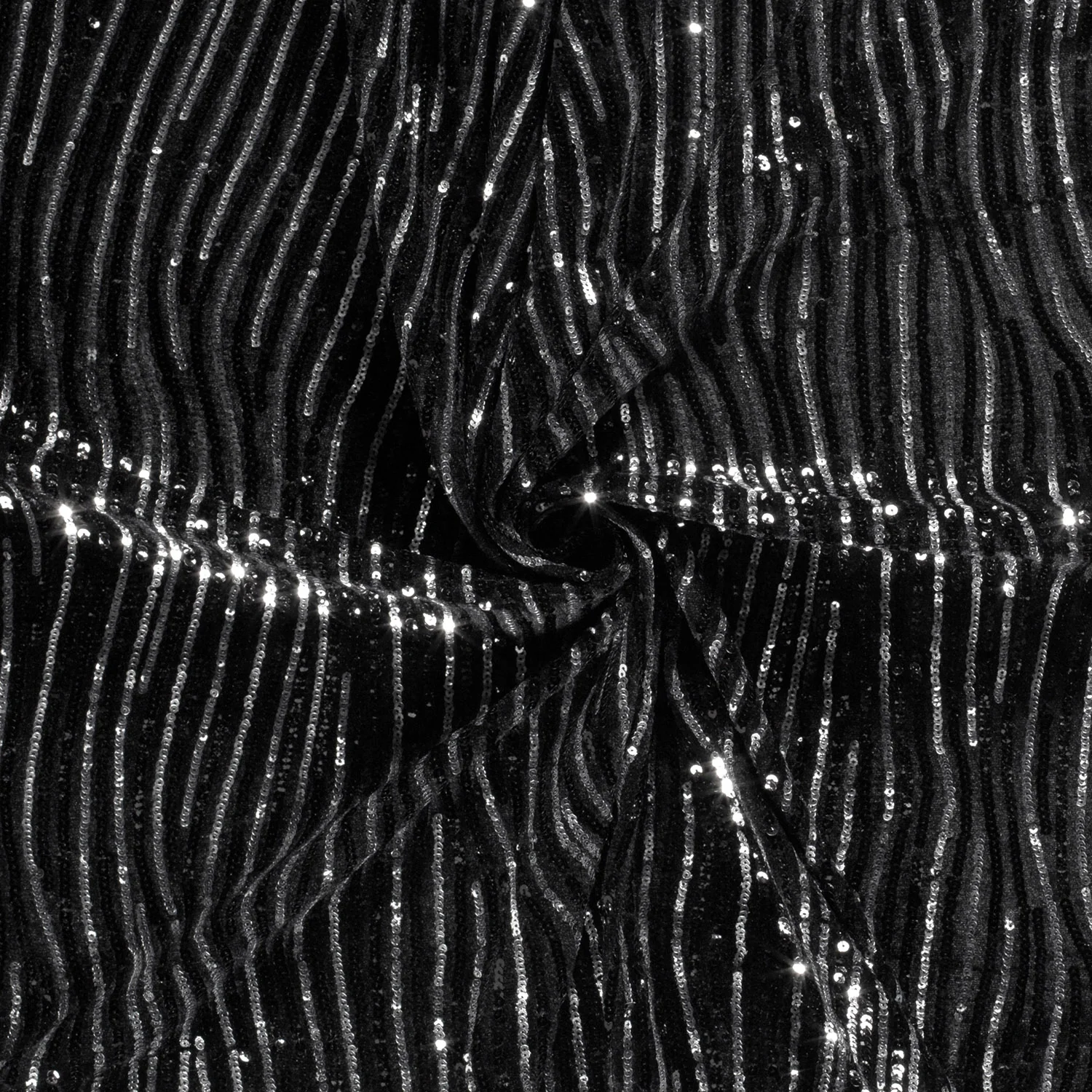 Paljettränder Silver Svart Sammetsbotten