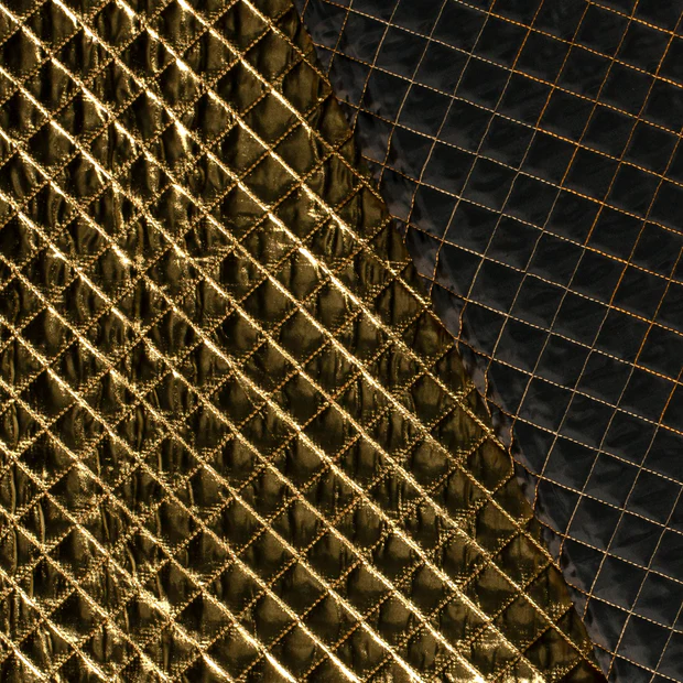 Dubbelsidigt tunt quiltat polyestertyg - Guldfolie